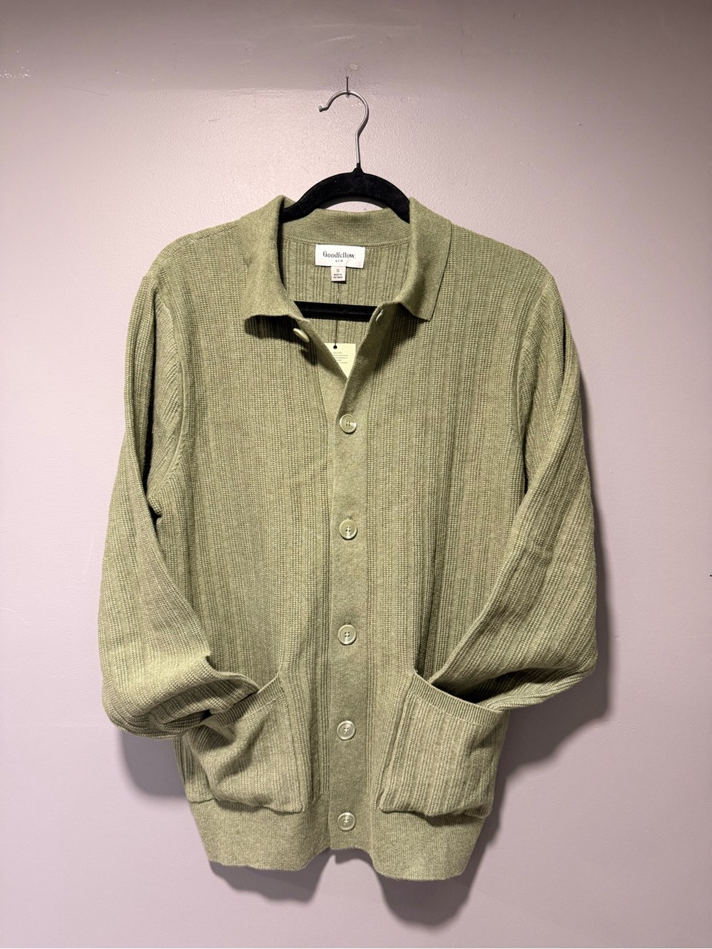 Goodfellow & Co Men's Olive Ribbed Button Cardigan Jacket